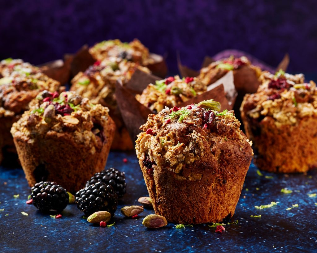 Hi Fibre Blackberry and Lime Oat Crumble Muffins (Dairy Free) Food NI